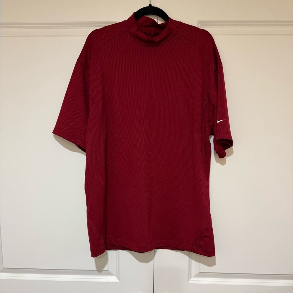 Nike Men's Burgundy Short Sleeve Tee high neck